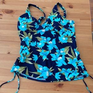 Blue floral swim top